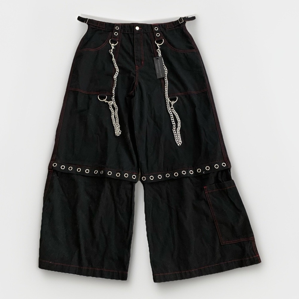 House of CB Black Wide-Leg Pants with Chain Accents